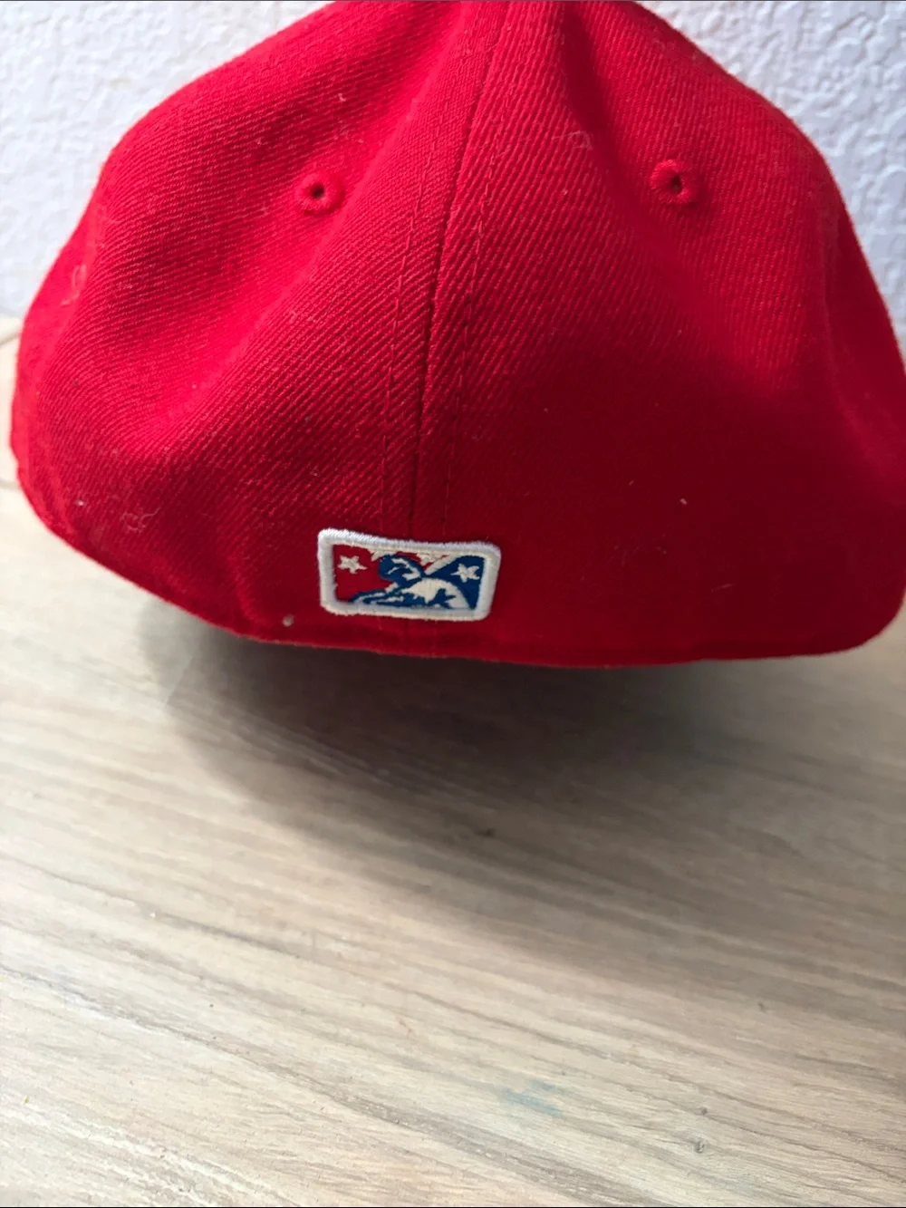 New Era Kids Red Flat Brim Cap with Blue Anchor & Baseball Patch